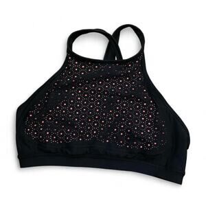 Lululemon black with pink highlights racerback sports bra sz 6
